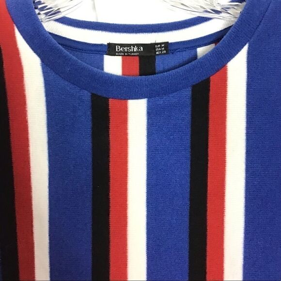 Bershka Striped Balloon Sleeve Popover Sweater Med - Picture 4 of 6